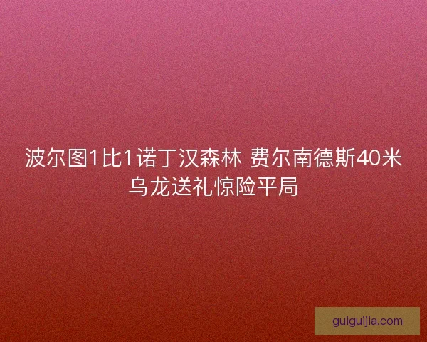 波尔图1比1诺丁汉森林 费尔南德斯40米乌龙送礼惊险平局